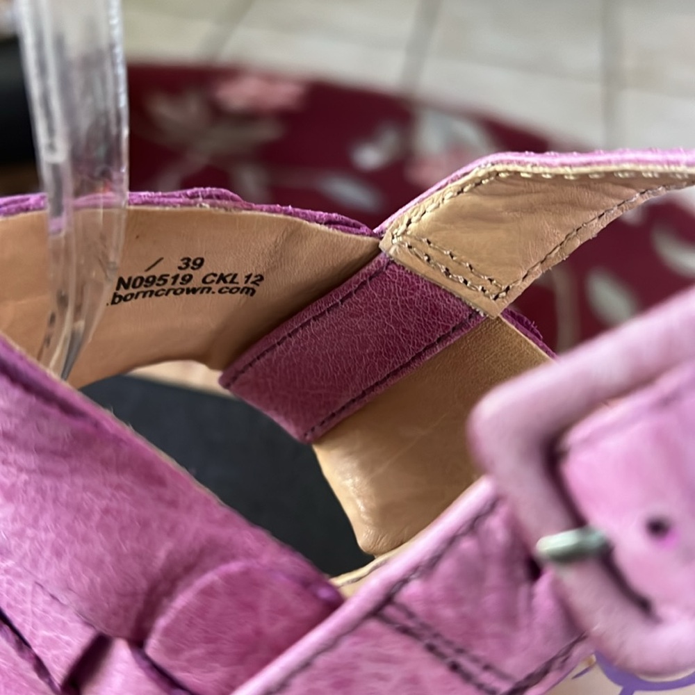 Born Crown Platform Cork and Leather Sandals in Violet Pink Sz 8 - Picture 7 of 14